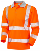 Long Sleeve Superior Coolviz Barricane P08 High Visibility Orange Advanced Polo Shirt